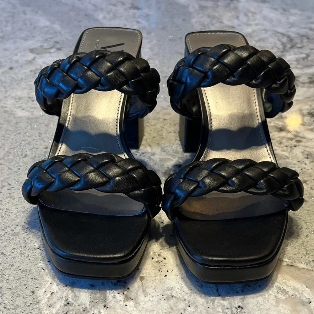 Worthington Black Braided Heels NEW Size 6